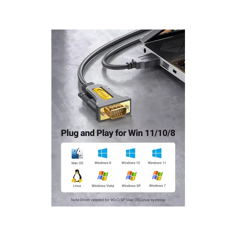 Ugreen Adaptateur Usb 2.0 Vers Db9 Rs-232 Male 3m (20223) thumbnail 4